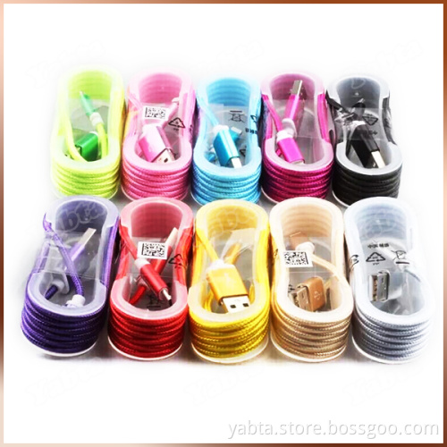 Pure Color Aluminum Data Charing Cable Wire, 5 Pin Micro V8 Smartphone USB Cable